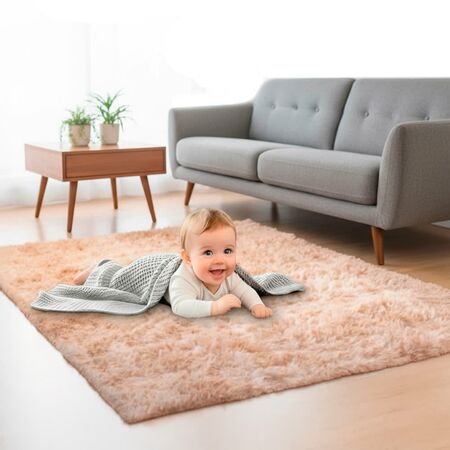 Alfombra Beige 2x1,4 Mts Nórdica Living Gadnic Lavable Súper Soft 