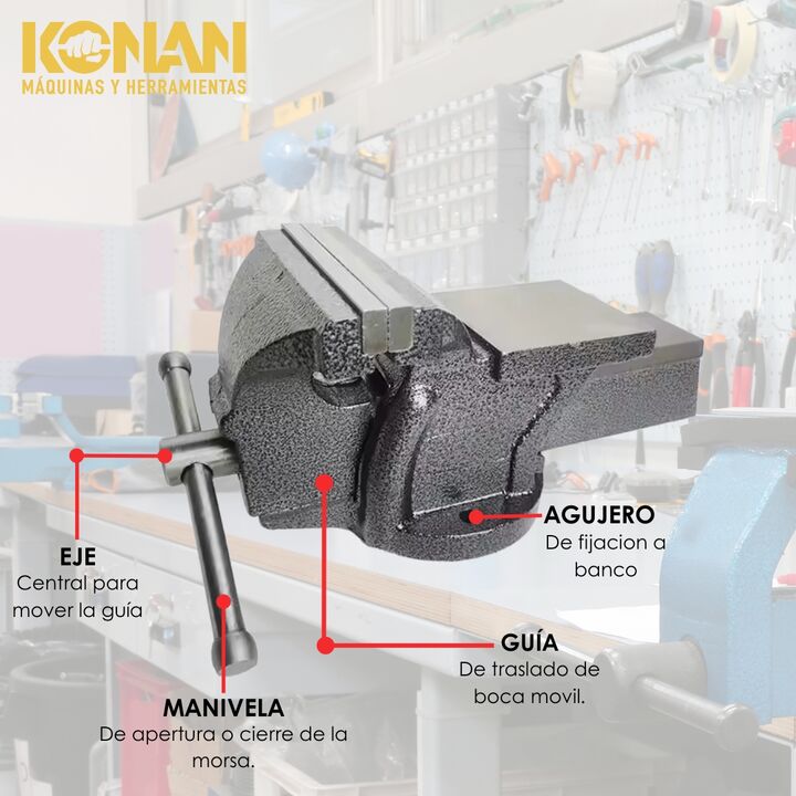 Morsa De Banco Konan de 4'' Con Yunque - Vista 4