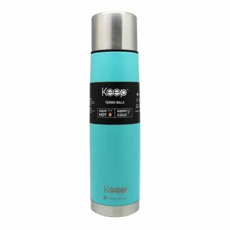 Termo Tipo Bala Rubber Keep 1000ml  Aceero Inox Color Celeste
