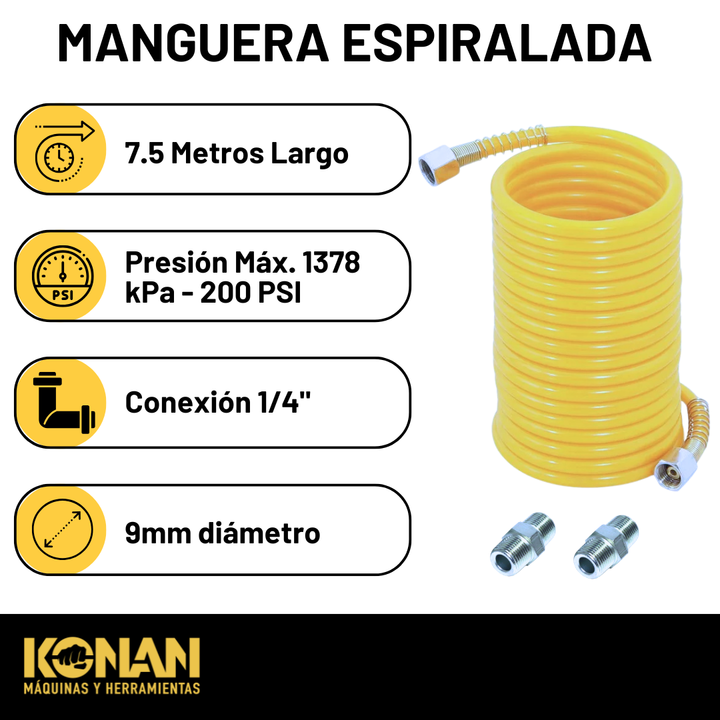 Konan Manguera Espiralada Para Compresor 1/4'' Mt Kme/7.5 - Vista 2