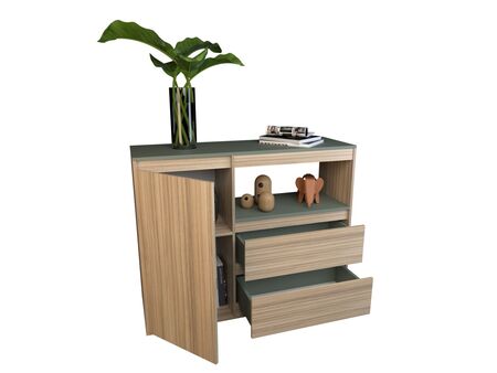 Bahiut 1,10m. 2 Cajones 1 Puerta Coco Bolo|blanco Tables