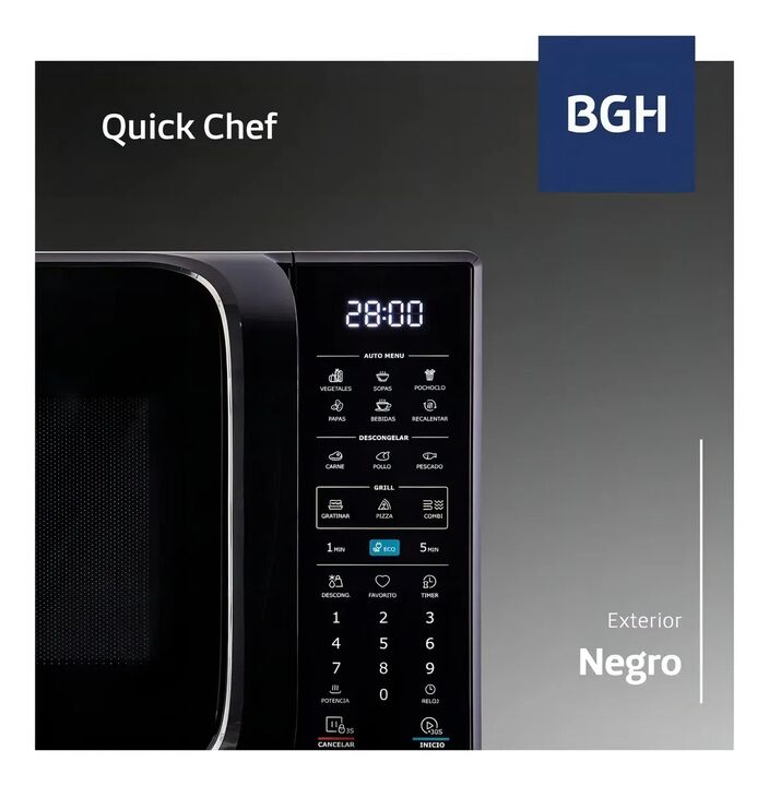 Microondas Digital Bgh B120dn20i 20lt Negro - Vista 4