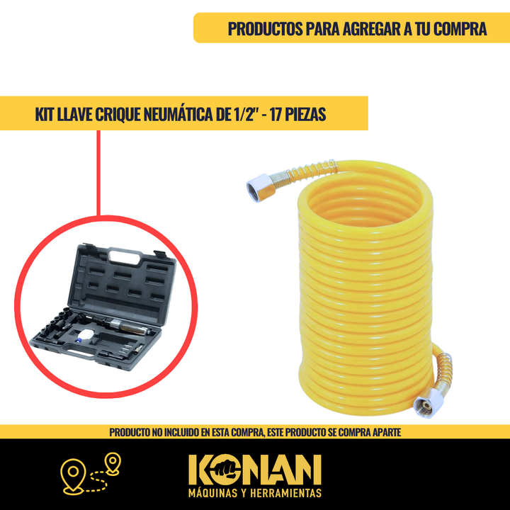 Konan Manguera Espiralada Para Compresor 1/4'' Mt Kme/7.5 - Vista 10