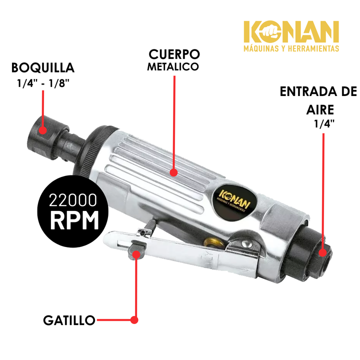 Kit De Herramientas Neumáticas Prof 71 Pcz Konan - Vista 6