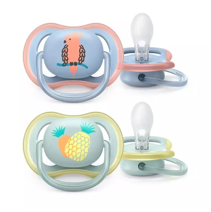 Set De Chupetes Avent Ultra Air Deco X2 0-6M Loro Y Pia SCF085/12 - Vista principal