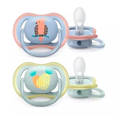 Set De Chupetes Avent Ultra Air Deco X2 0-6M Loro Y Pia SCF085/12