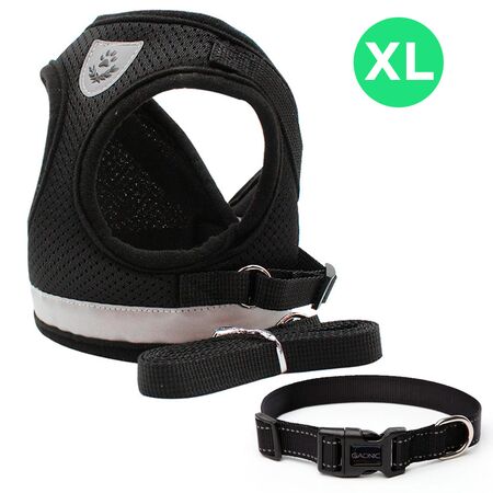 Arnés Pretal Perro Gato con Correa (Negro XL)