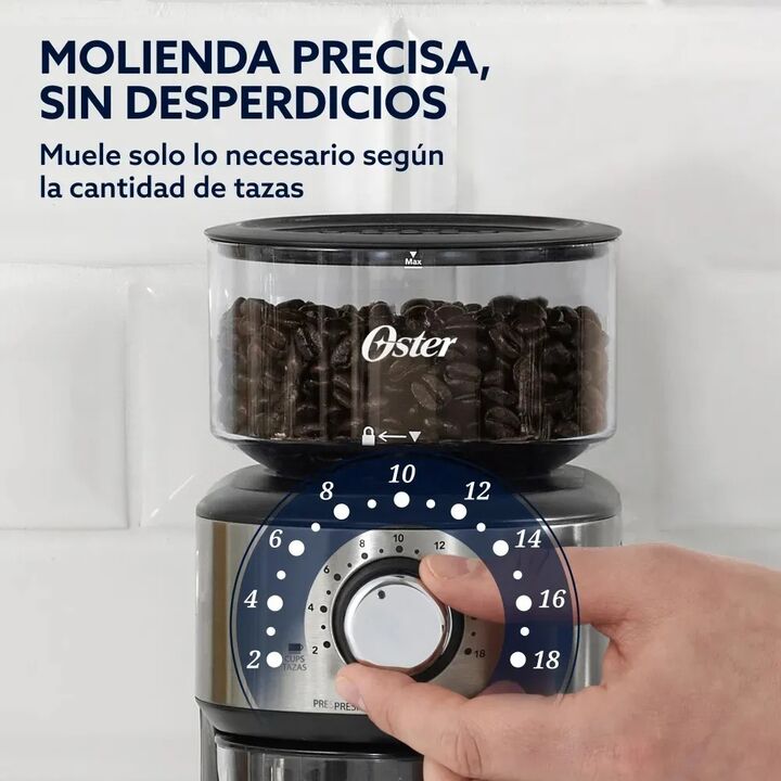 Molinillo De Cafe Oster Automatico 18 Moliendas Mh24 Negro Negro - Vista 5
