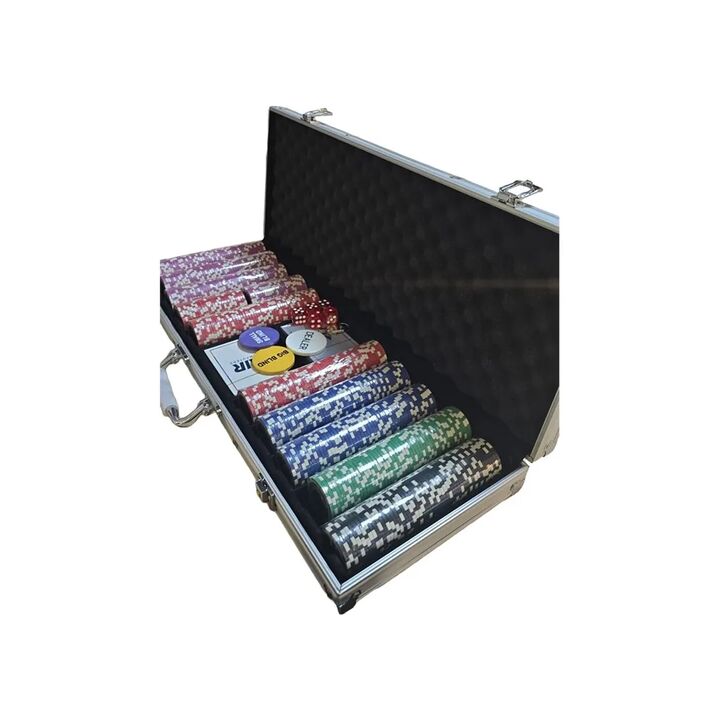 Juego de Poker 500 Fichas con Maletin Plateado - Vista 4