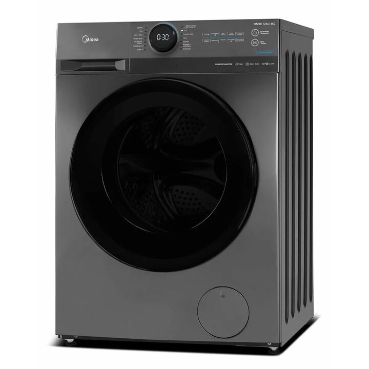Lavasecarropas Midea Mf-200d120bt-a1 Inverter Smart 12 Kg  8GKG secador por calor 1400RPM GRIS - Vista 2