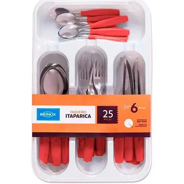 Juego De Cubiertos 24 Piezas con cubiertera Itaparica Brinox Rojo 6000756 - Vista principal