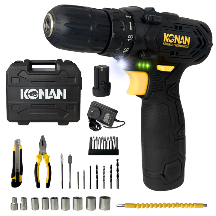 Taladro de Impacto Konan a bateria 12v + maletin - Vista 1
