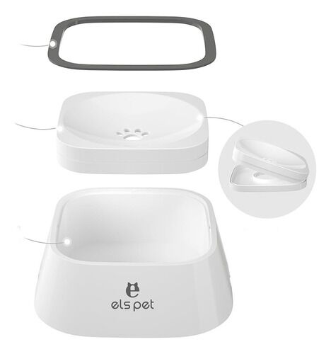 Bebedero 1L Antiderrame Antideslizante Perros Y Gatos Blanco - Vista 2