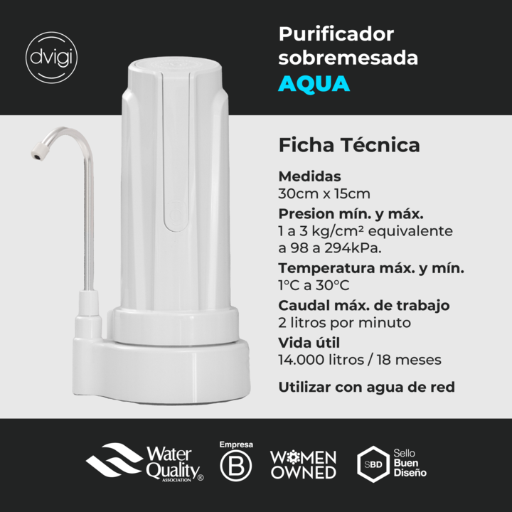 Filtro Purificador de Agua AQUA Dvigi + 1 filtro adicional - Vista 2