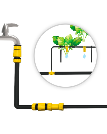 Combo Sistema de Riego  61 Piezas+Temporizador Digital+Rociador 8 Patrones+Conector Y +Aplique Rápido Konan.