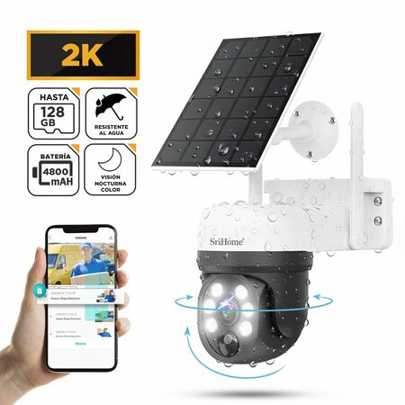Cámara de Seguridad SriHome 2k 4mp Con Panel Solar