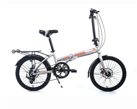 Bicicleta Plegable Raleigh Straight - Gris - Cuadro de aluminio - Frenos a disco mecanico - 6Vel. - Rodado 20"