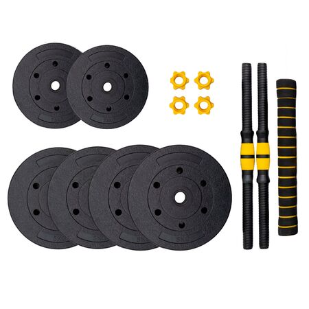 Kit Mancuernas Y Barra Force By Gadnic 25 Kg Discos Pvc Conversor A Rosca Entrenamiento Completo