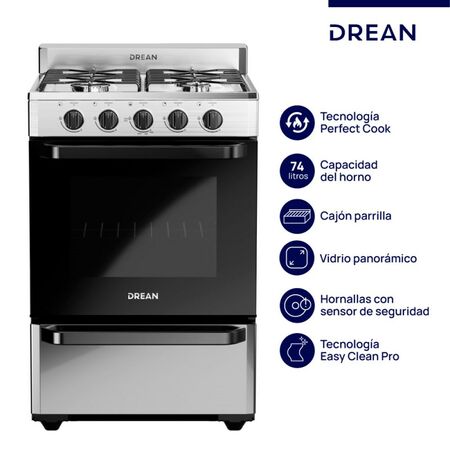 Cocina Drean Cd5602Ai0 56Cm 4 Hornallas Ix