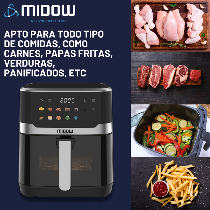 Freidora de aire con pantalla táctil Digital 6.5L Midow - Vista 5