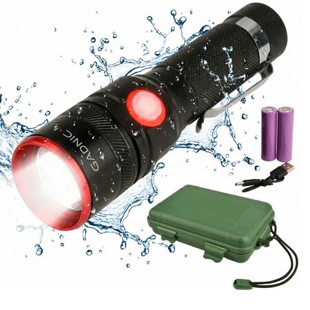 Linterna Gadnic Táctica LED 10000 Lumenes Recargable Compacta Alta Potencia Uso Exterior