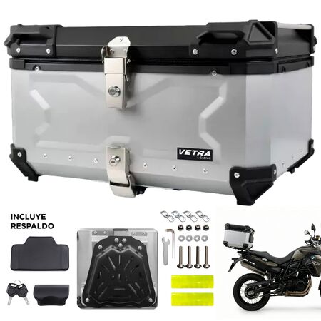 Baúl Top Case 65L Para Moto Vetra By Gadnic Trasero Aluminio Porta Casco