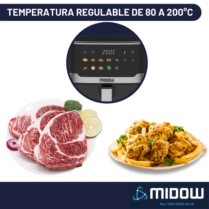 Freidora de aire con pantalla táctil Digital 6.5L Midow - Vista 6