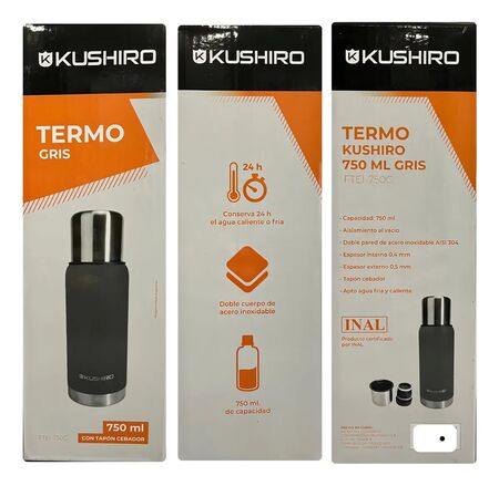 Termo Kushiro 750ml Acero doble capa 24hs 34 Litro