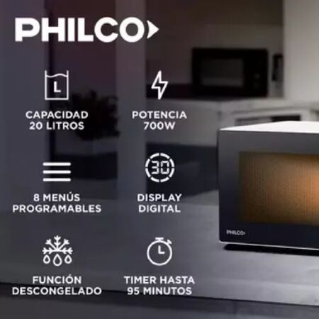 Microondas digital Philco MPHDW20UAP color blanco 700W 20 Litros 220V