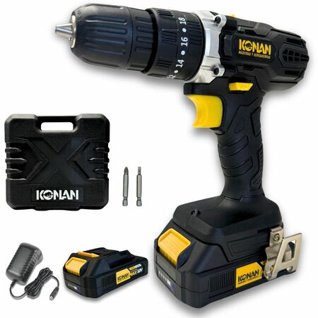 Taladro Atornillador Percutor Inalambrico Bateria 12 V Konan