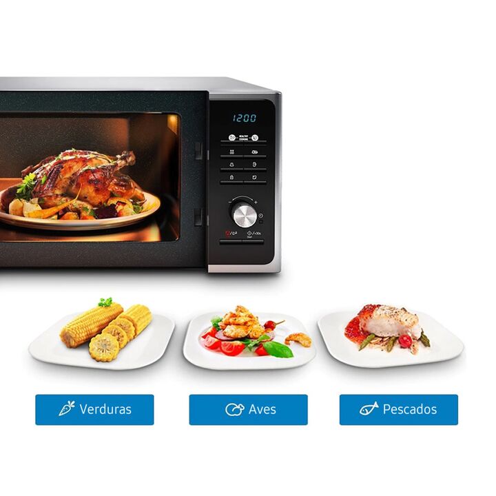 Microondas Samsung Mg28f3k3tas 28lts Grill color Silver - Vista 5