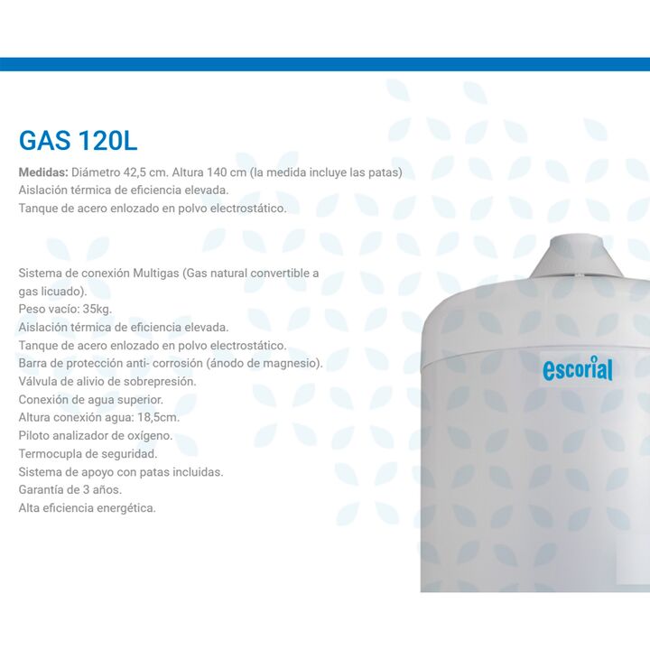 Termotanque A Gas Escorial 120lts Multigas Conexion Superior - Vista 6