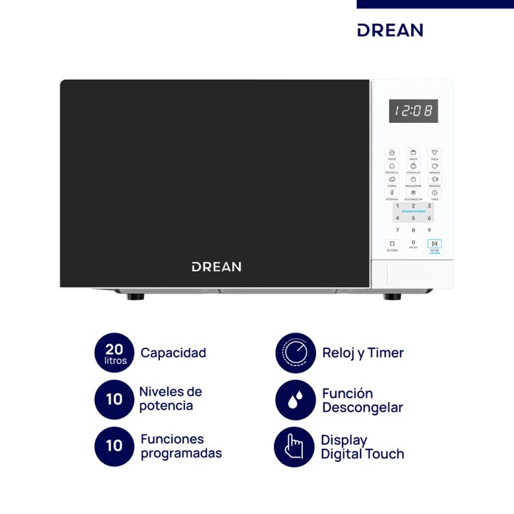 MICROONDAS DREAN HMD20ARBBO 20L.10 NIV.SIDPLAY TOUCH BLANCO - 4609386  - Vista principal