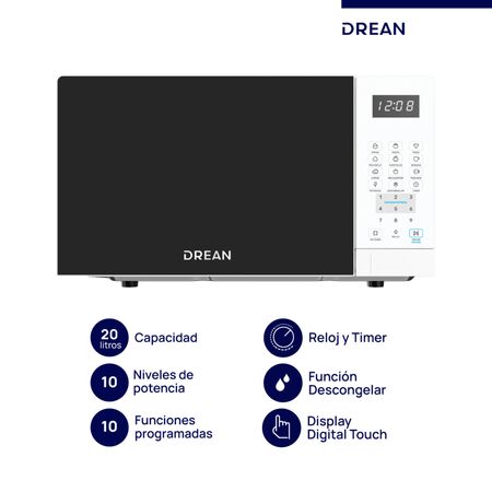 MICROONDAS DREAN HMD20ARBBO 20L.10 NIV.SIDPLAY TOUCH BLANCO - 4609386 