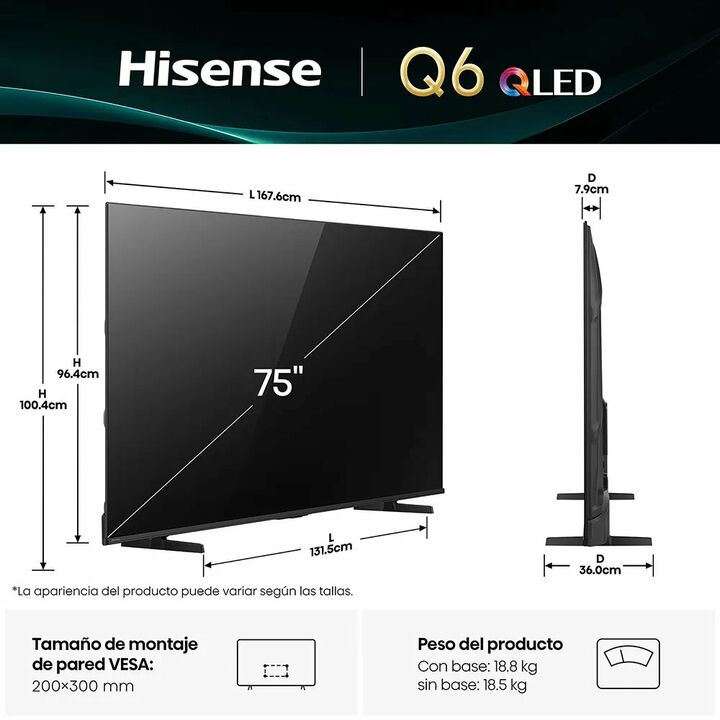 Smart Tv Hisense 75´´ Qled Q6 4K Vidaa - Vista 2