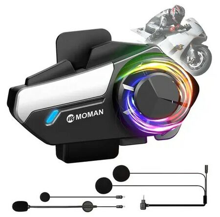 Intercomunicador Moto Moman H2S 25h Batería 1000m Cancelación Ruido Impermeable