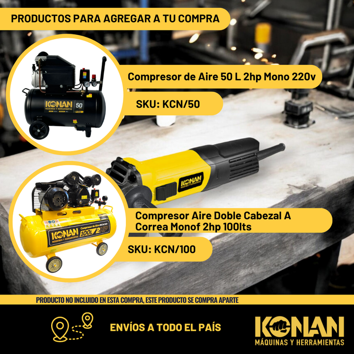 Pulidora lustradora 1400W 180mm con accesorios Konan - Vista 10